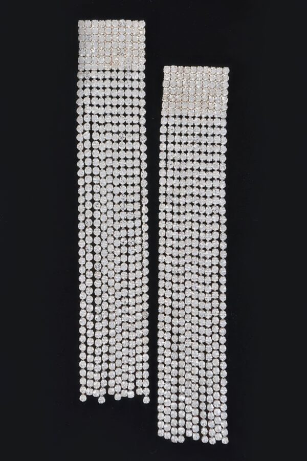 Rhinestone Curtain Drop Earrings – Cascading Sparkle