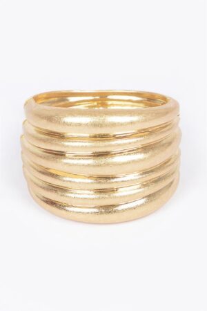 Stacked-Look Cast Metal Spring Hinge Cuff