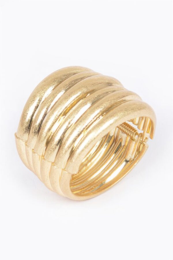Stacked-Look Cast Metal Spring Hinge Cuff