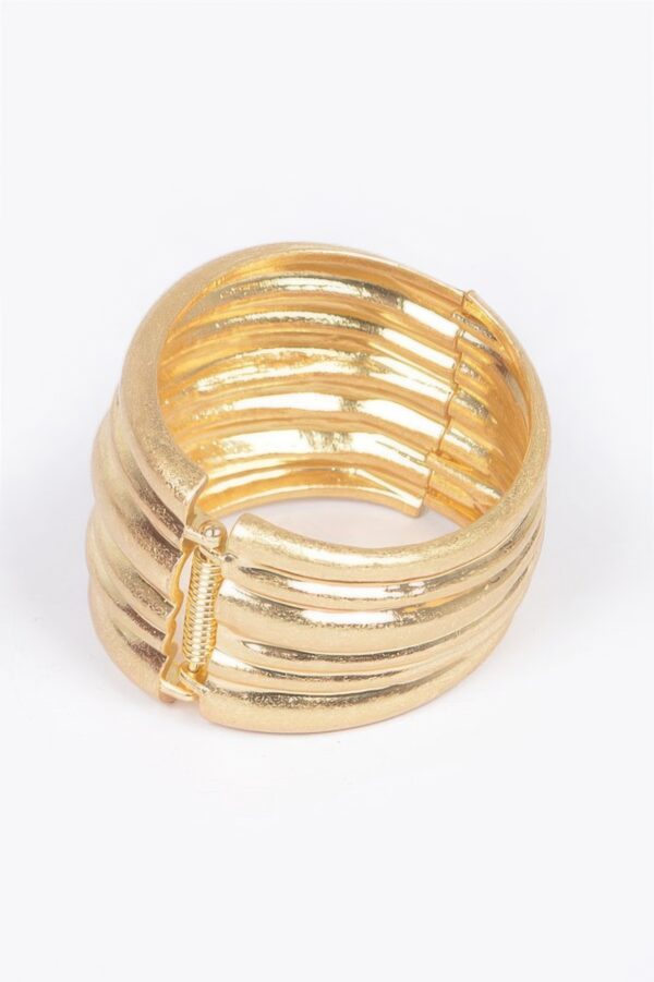 Stacked-Look Cast Metal Spring Hinge Cuff