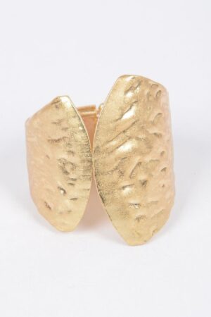 Cast Metal Spring Hinge Cuff Bracelet – Sculpted Polished Finish