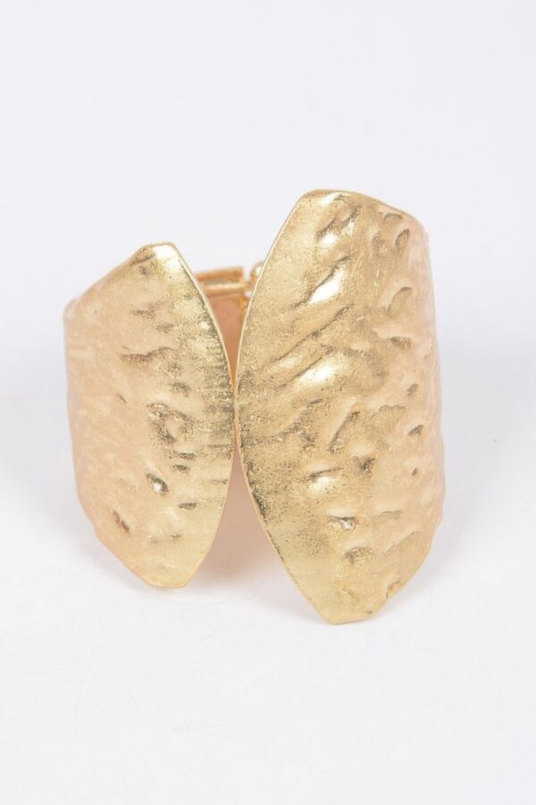 Cast Metal Spring Hinge Cuff Bracelet – Sculpted Polished Finish