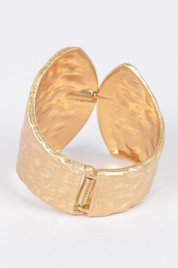 Cast Metal Spring Hinge Cuff Bracelet – Sculpted Polished Finish