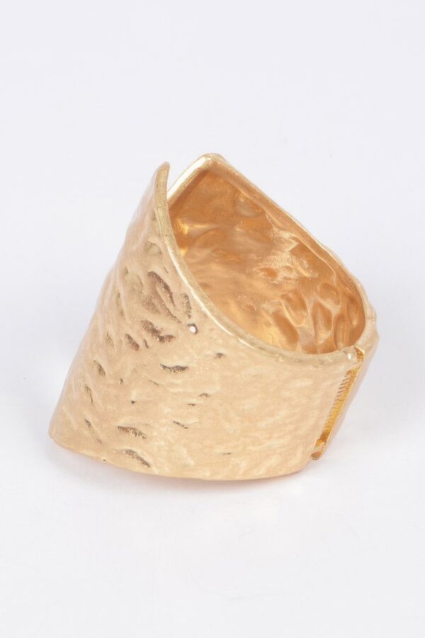 Cast Metal Spring Hinge Cuff Bracelet – Sculpted Polished Finish
