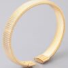 Polished Ribbed Open Cuff Bracelet – Textured Band