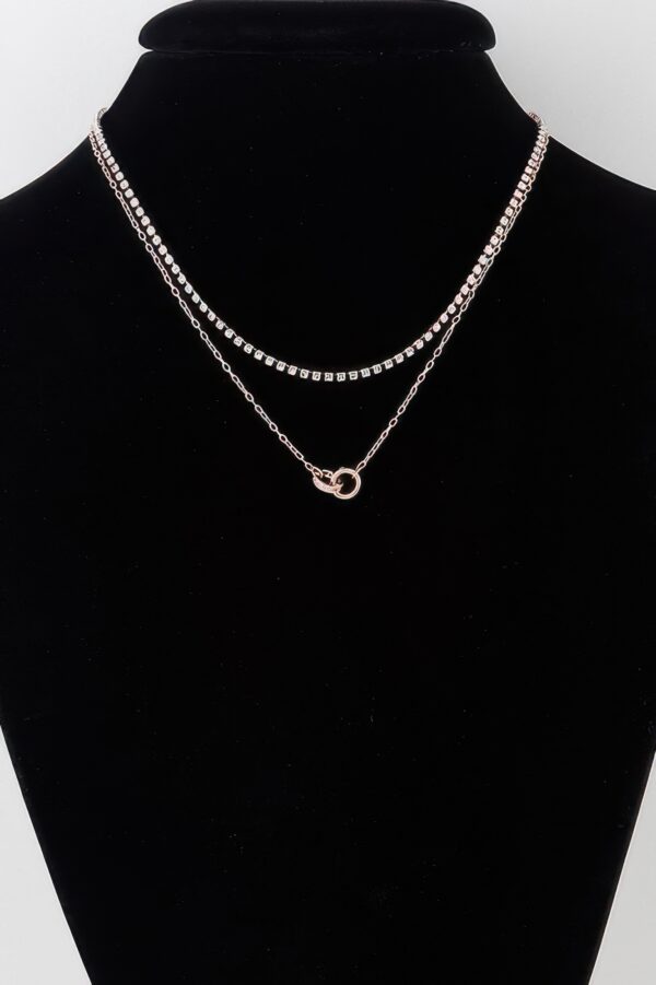 Interlinked Ring Chain Necklace – Gold-Tone Rhinestones