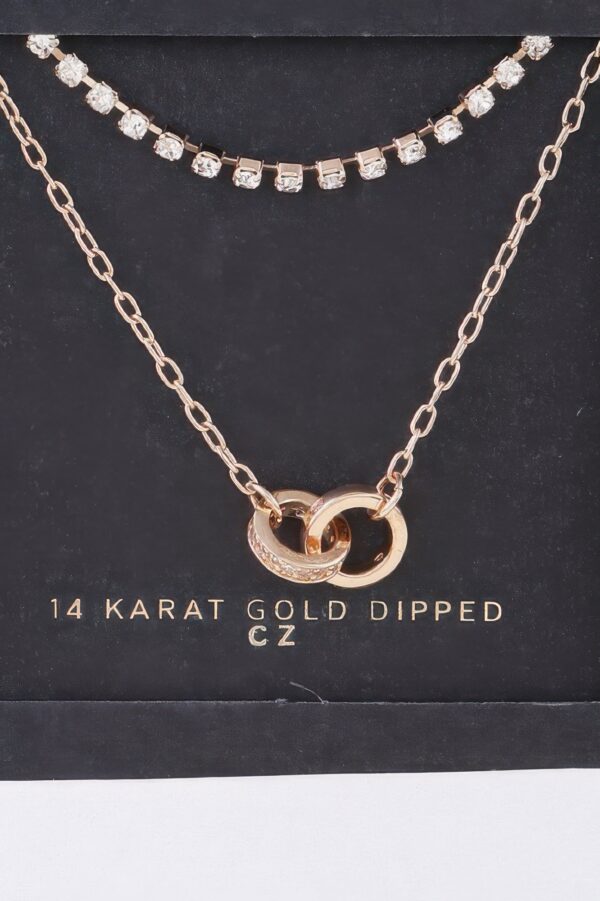 Interlinked Ring Chain Necklace – Gold-Tone Rhinestones