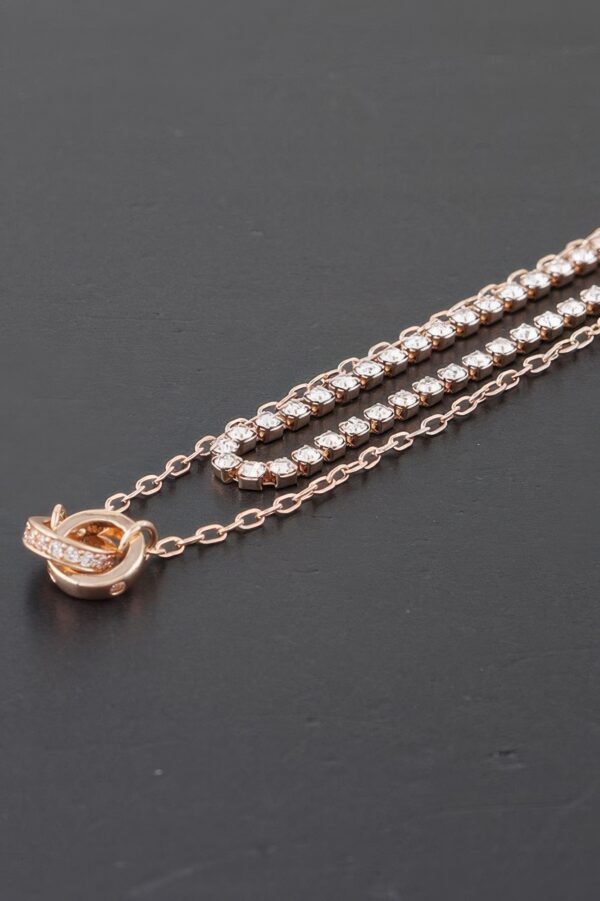 Interlinked Ring Chain Necklace – Gold-Tone Rhinestones
