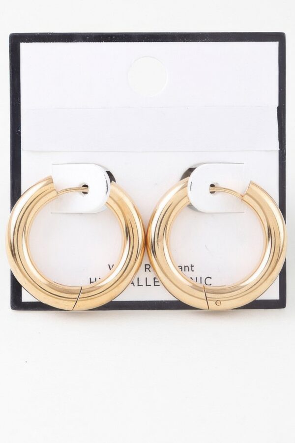 Rounded Polished Gold-Tone Hoop Earrings