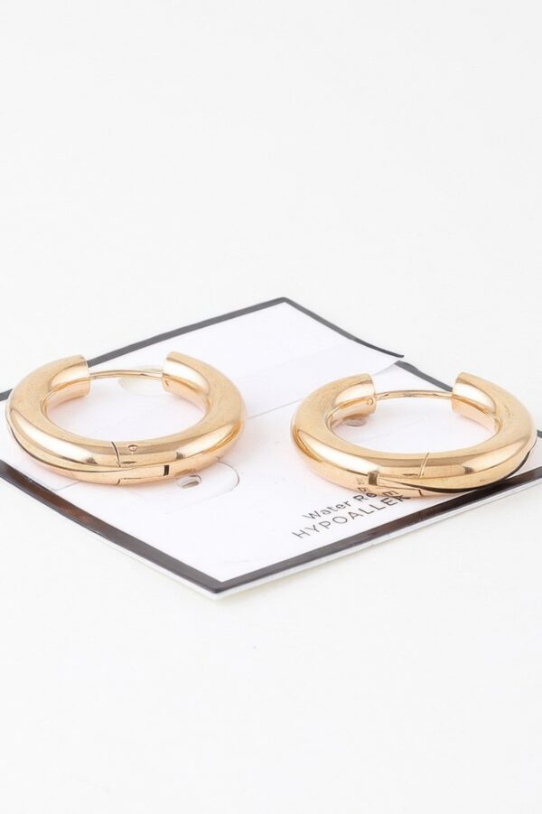 Rounded Polished Gold-Tone Hoop Earrings