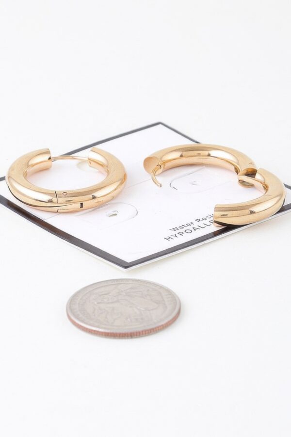 Rounded Polished Gold-Tone Hoop Earrings