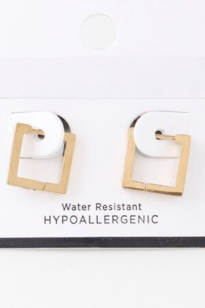 Gold-Tone Cubic Hoop Earrings – Compact Shiny Hoops