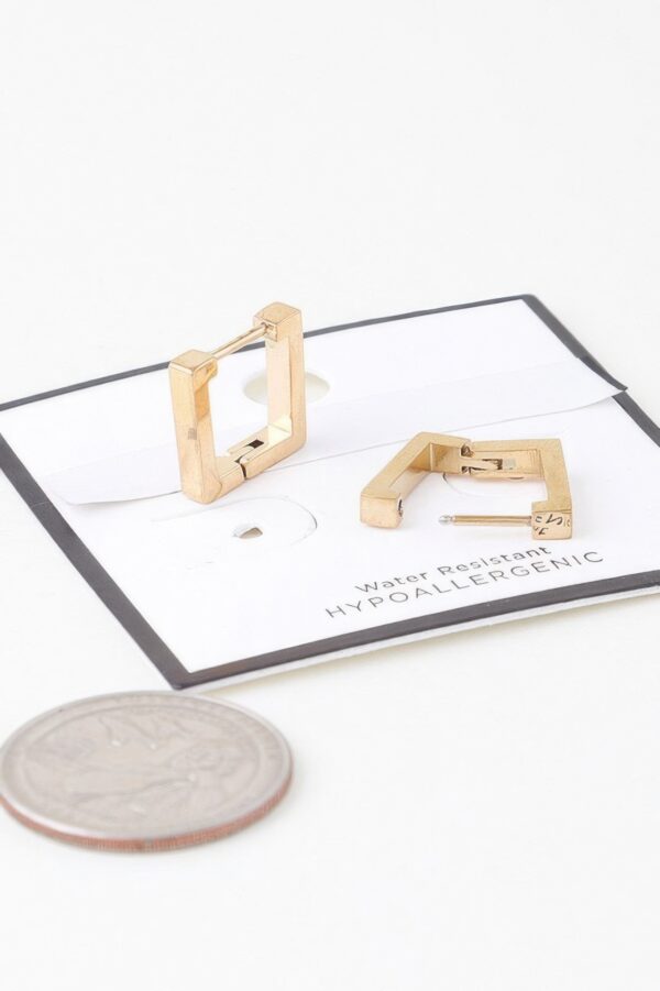 Gold-Tone Cubic Hoop Earrings – Compact Shiny Hoops