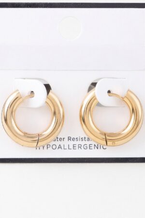 Bulky Shiny Gold Hoop Earrings – 1 x 1 in Polished Hoops