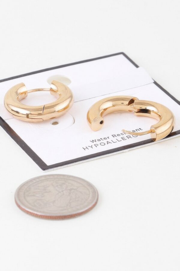 Bulky Shiny Gold Hoop Earrings – 1 x 1 in Polished Hoops