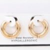 Shiny Water-Resistant Gold-Tone Hoop Earrings