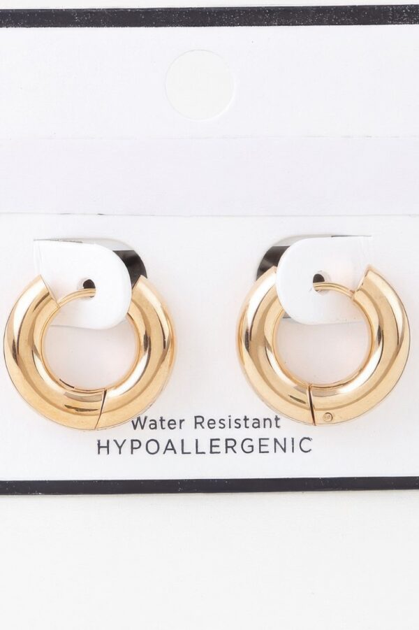 Shiny Water-Resistant Gold-Tone Hoop Earrings