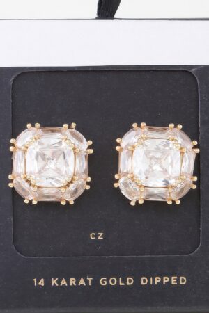 Double Cubic Rhinestone Stud Earrings – Two-Stone Sparkle