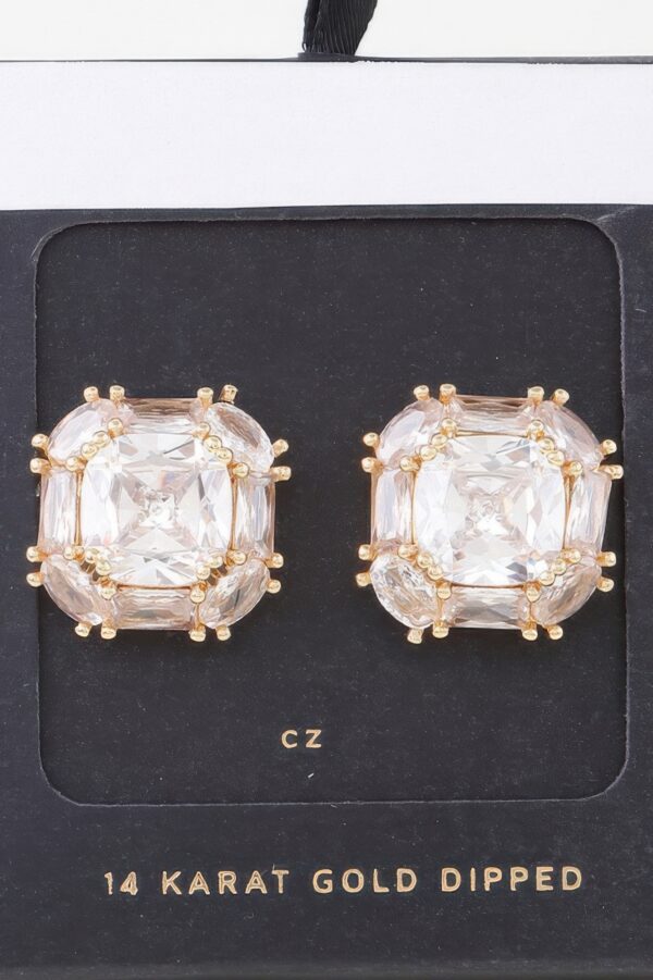 Double Cubic Rhinestone Stud Earrings – Two-Stone Sparkle