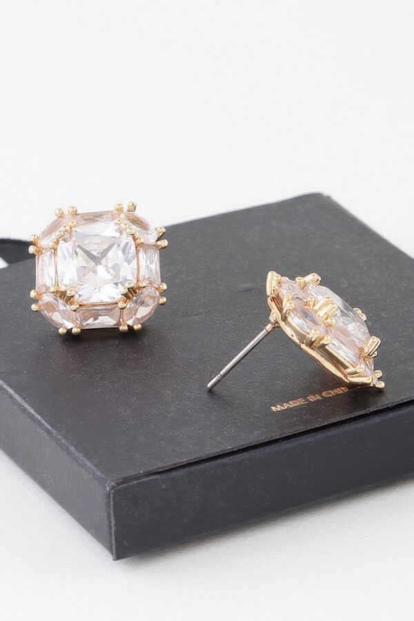 Double Cubic Rhinestone Stud Earrings – Two-Stone Sparkle