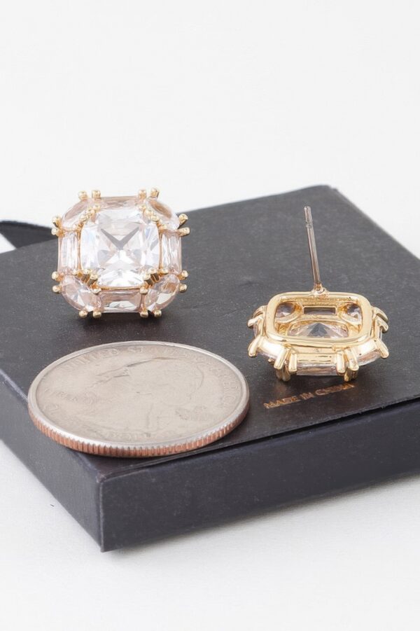 Double Cubic Rhinestone Stud Earrings – Two-Stone Sparkle