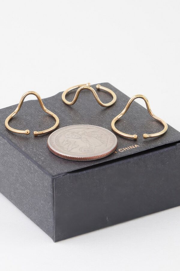 Triple Open Wave Ring Set – Gold-Tone Sculptural Stackers