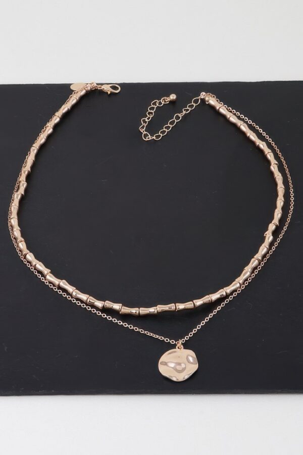 Hammered Plate Chain Necklace – 16″ Textured Chain