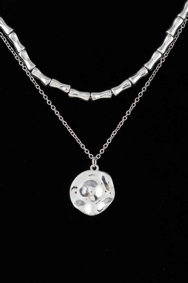 Hammered Plate Chain Necklace – 16″ Textured Chain