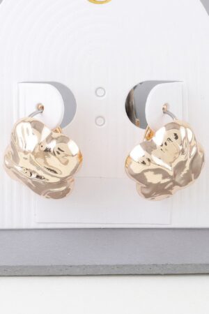 Hammered Clover Gold-Tone Stud Earrings