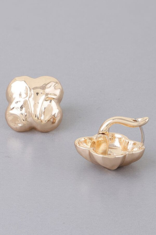 Hammered Clover Gold-Tone Stud Earrings