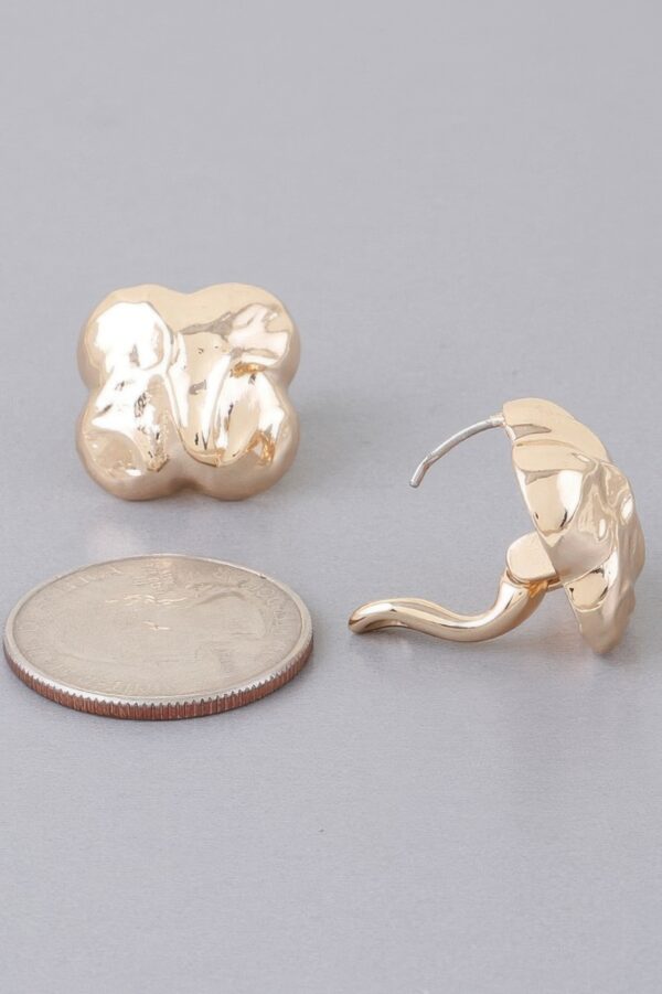 Hammered Clover Gold-Tone Stud Earrings