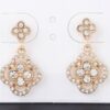 Quadra Rhinestone Clover Drop Earrings – Gold-Tone