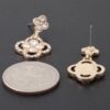 Quadra Rhinestone Clover Drop Earrings – Gold-Tone