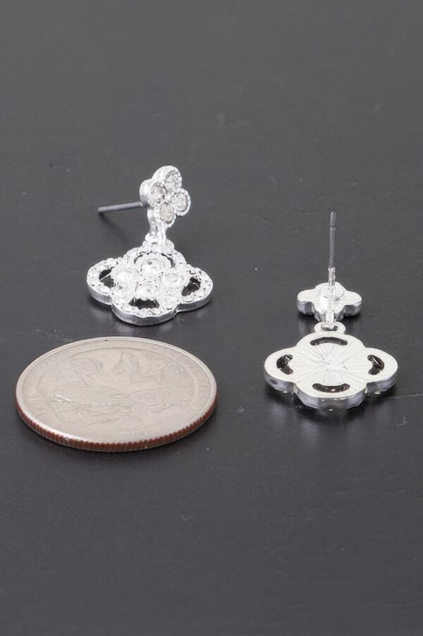Quadra Rhinestone Clover Drop Earrings – Gold-Tone