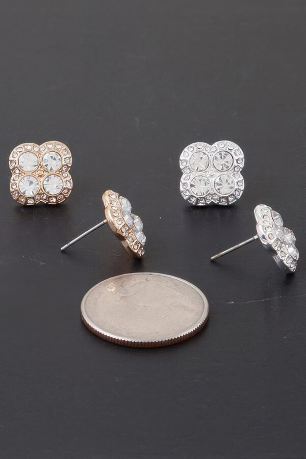 Quadra 4-Piece Clover Rhinestone Stud Earrings
