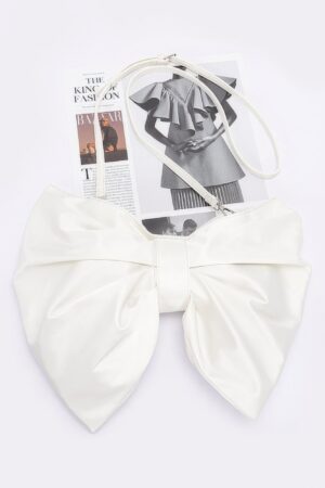Ruby Elegance Satin-Finish Bow Crossbody Bag