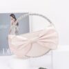 Round Rhinestone Clutch with Satin Ribbon Bow