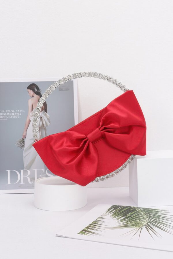 Round Rhinestone Clutch with Satin Ribbon Bow