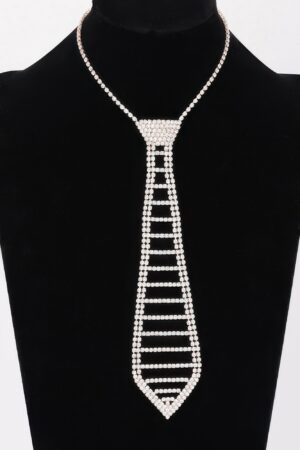 Rhinestone Necktie Necklace – Sparkling Tie Pendant