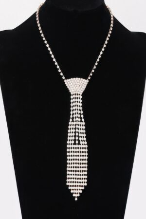 Rhinestone Necktie Necklace – Tie-Silhouette Sparkle