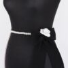 Ribbon Belt with Faux Pearl Bow – Slim PVC