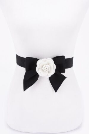 Monochrome Blossom Elastic Wide Belt