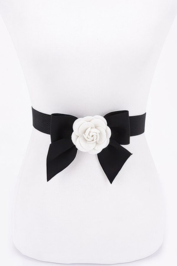Monochrome Blossom Elastic Wide Belt