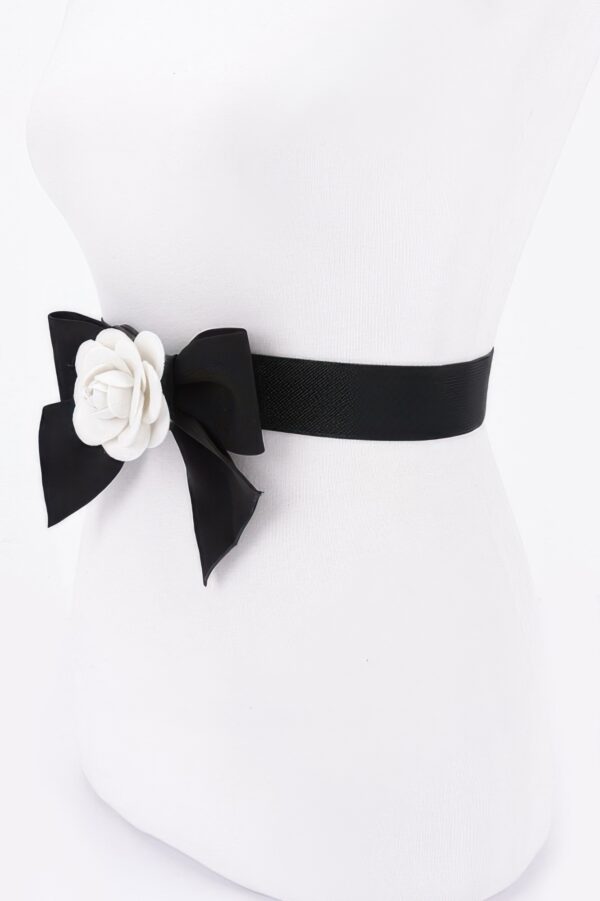 Monochrome Blossom Elastic Wide Belt