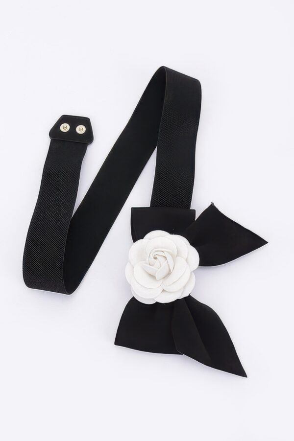 Monochrome Blossom Elastic Wide Belt