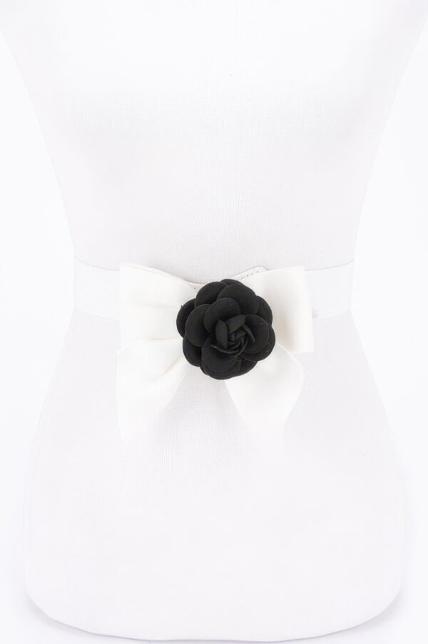 Monochrome Blossom Elastic Wide Belt