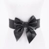 Faux Leather Ribbon Elastic Belt – Wide Bow Front