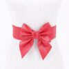 Faux Leather Ribbon Elastic Belt – Wide Bow Front