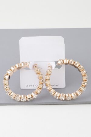 Geometric Rhinestone Cut Hoop Earrings – Polished Hoops