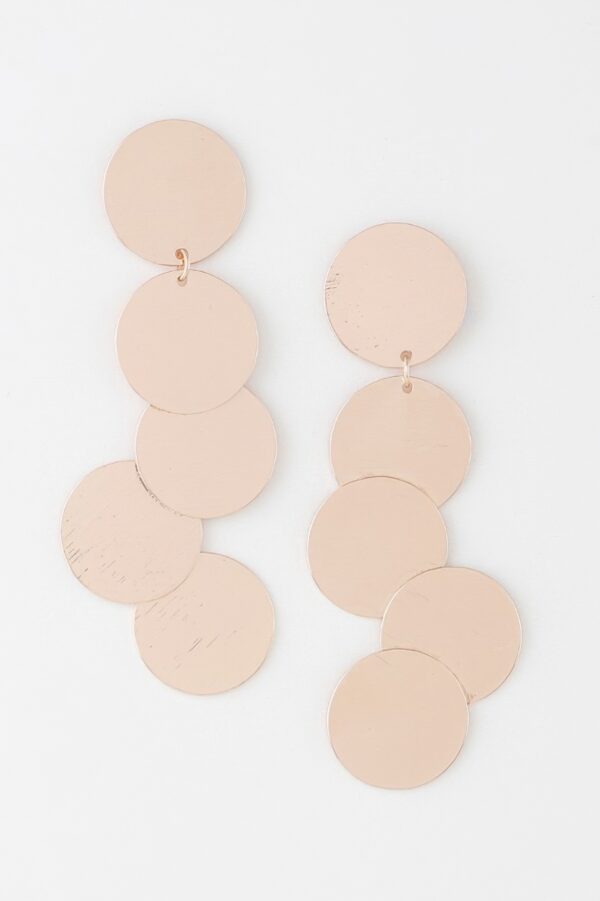 Hammered Disk Drop Earrings – Stacked Circle Design